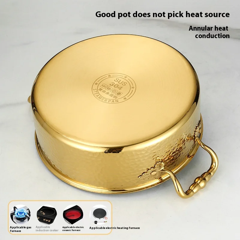 الحديثة ثلاث طبقات 304 الفولاذ المقاوم للصدأ الغذاء الصف إناء/ قدر المطرقة حساء اليوسفي بطة الغاز طباخ التعريفي المنزلية #4