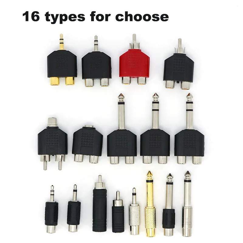 

RCA Female Socket Turn 3.5MM Stereo Plug Audio Adapter 6.3MM 6.35mm Stereo Plug To RCA Socket 2 in 1 Stereo Connector