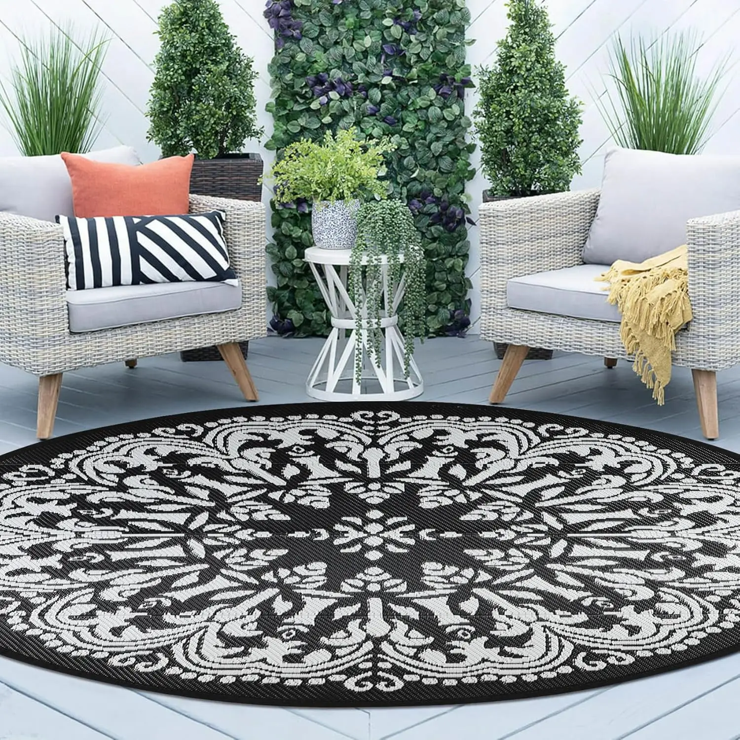 

Round Outdoor Patio Rugs 6Ft Waterproof Indoor Outdoor Area Rugs Clearance Reversible Straw Rugs Circle Outdoor Area Rugs for