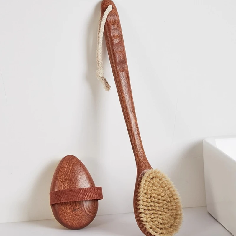 

Long Handle Bath Brush for Exfoliating, Natural Boar Bristle Scrubber, Soft Shower Sponge Exfoliator, Waterdrop Body Scrubber