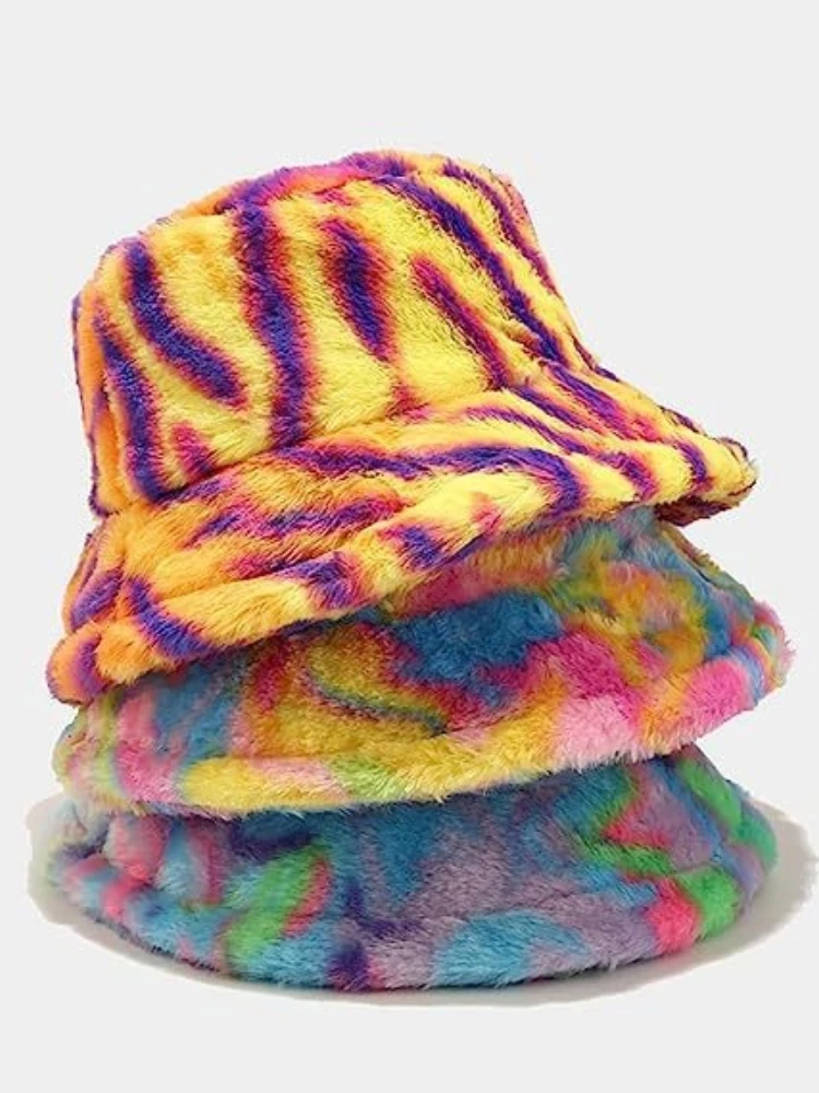 Plush Fisherman's Bucket Warm Soft Foldable Plush Sun Hat Plush Hats for Women and Men Hot Selling