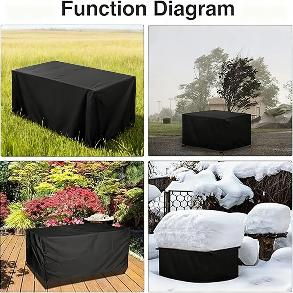 غطاء كرسي وطاولة خارجي - مقاوم للماء في جميع الأحوال الجوية، حماية متينة باللون الأسود #2