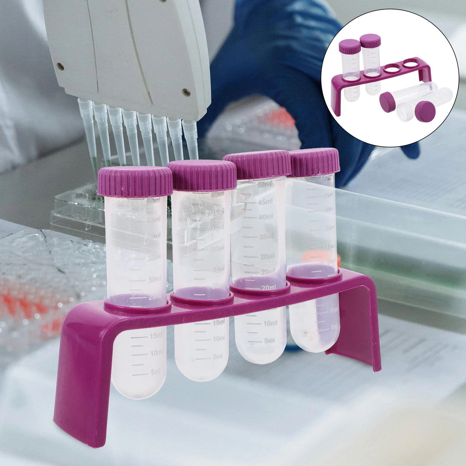 1 Set 4-Loch-Test für Labor mit abgestuften Röhren, Laborausrüstung, Experimentieraufbewahrung, Organizer, Röhrenprobenahmungsregal