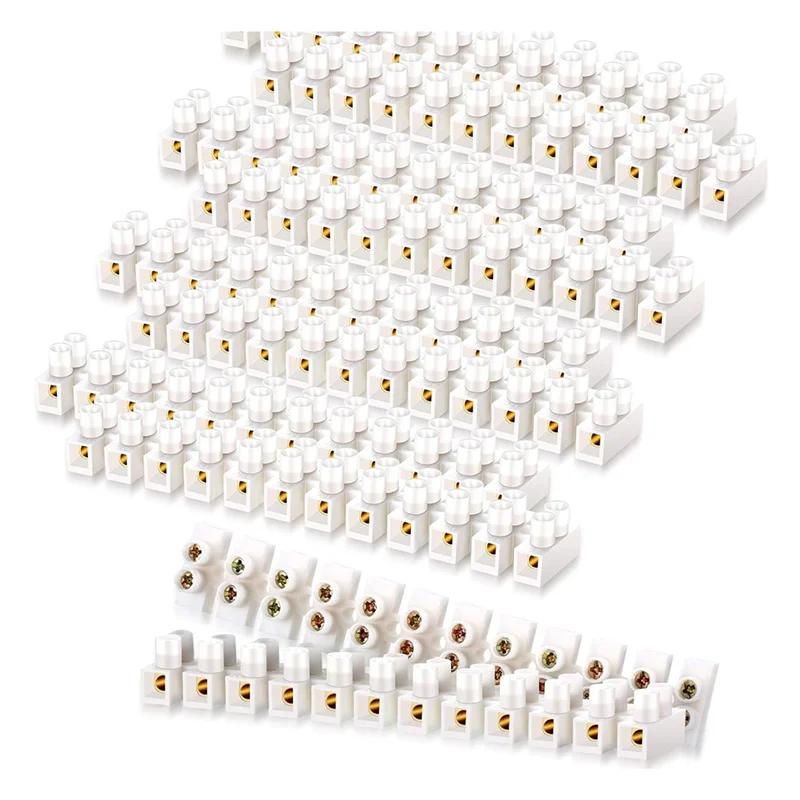 

AF89-50Pcs Terminal Block White Screw Terminal Connector Dual Row Electric Barrier Block 12-Position Terminal Strip,10A 380 V