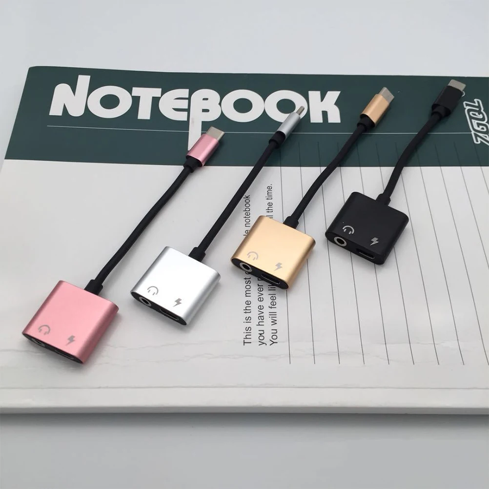 

Type C Adapter Dual Charging Converter for Headphones USB C to 3.5mm Aux Usb To Audio Jack Cable Smartphone Tablet