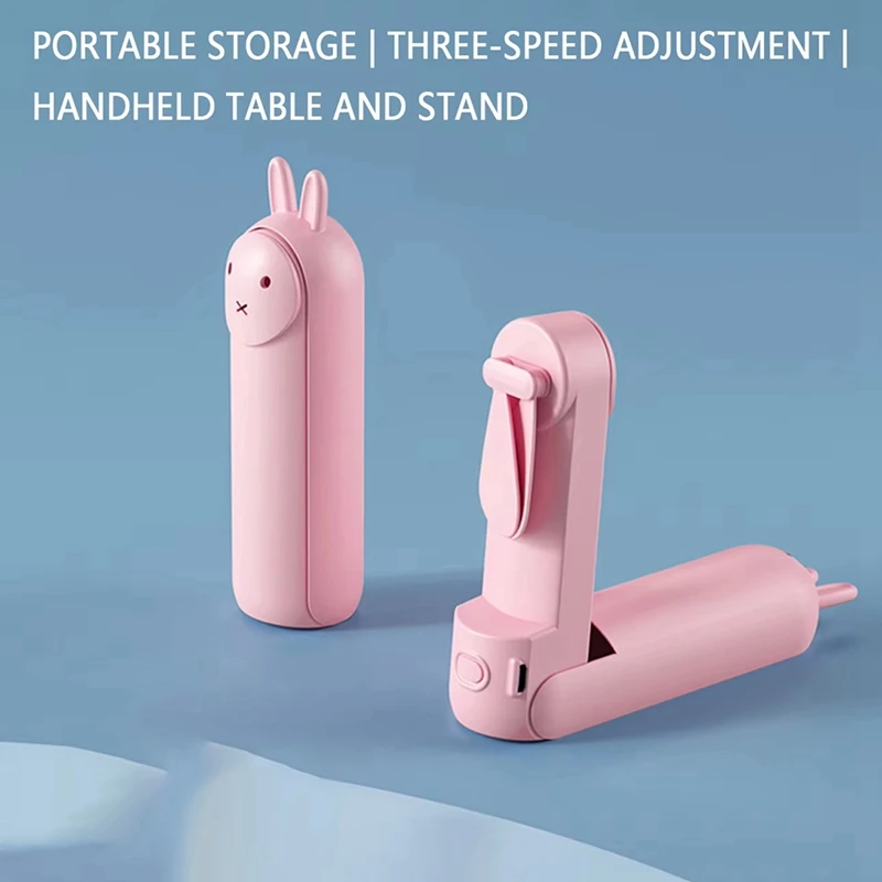 MYHOME Handheld Fan Rechargeable Mini Portable Cartoon USB Small Fan Gift Can Be Placed On The Desktop Handheld Small Fan