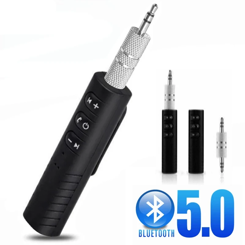 Receptor Bluetooth 5.0 sem fio para carro, adaptador transmissor jack de 3,5 mm AXU, adequado para recepção de música/áudio/fone de ouvido com microfone.