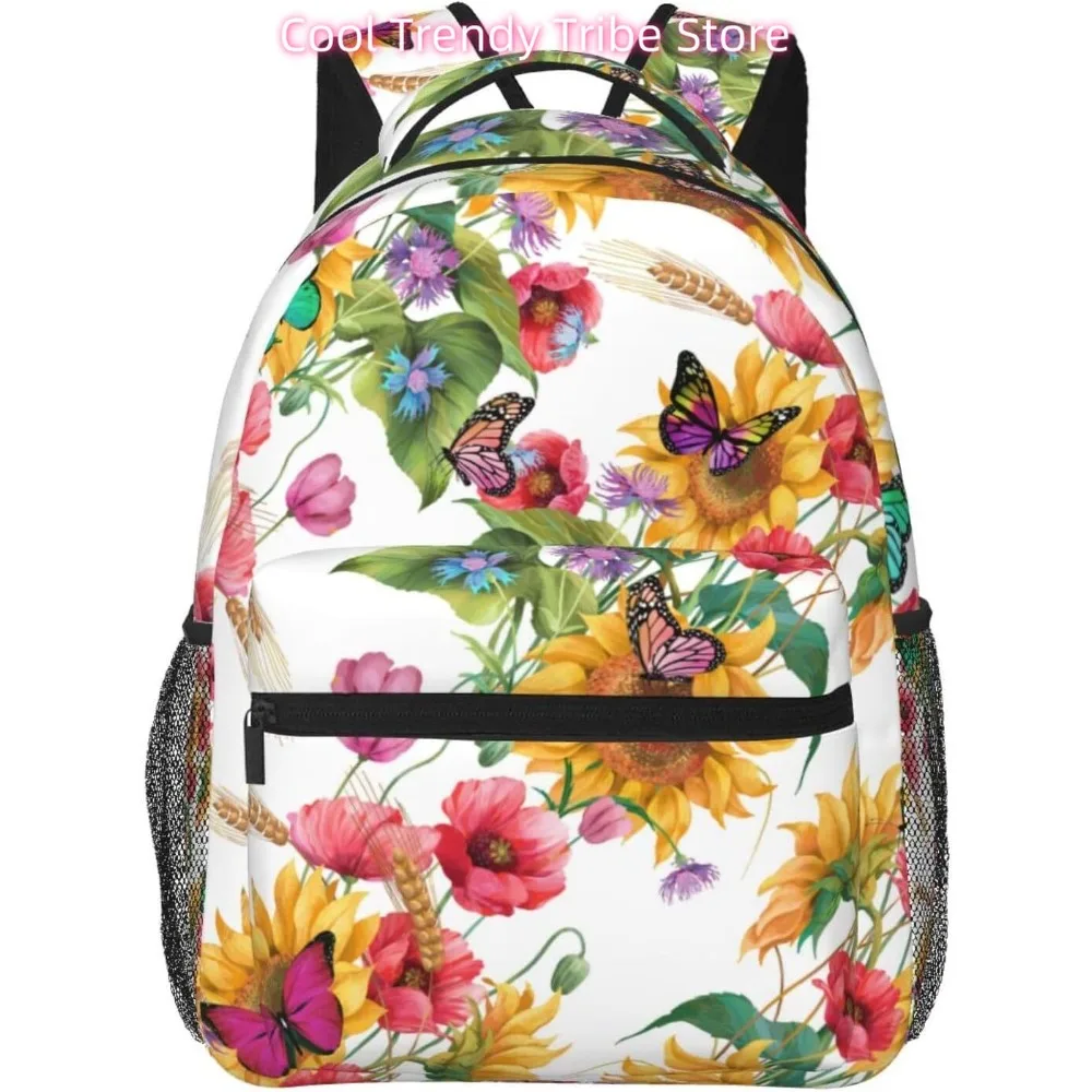 

Сумка для ноутбука «Снова в школу», забавный легкий рюкзак для ноутбука с подсолнухом и бабочкой, легкий многоцелевой дорожный повседневный рюкзак U