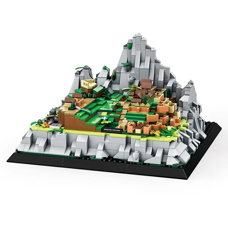 Edifício renomido mundial Machu Picchu Cusco Peru - DIY Al Aqsa Mesquita Templo distante Street View Modelo arquitetônico Blocos de construção