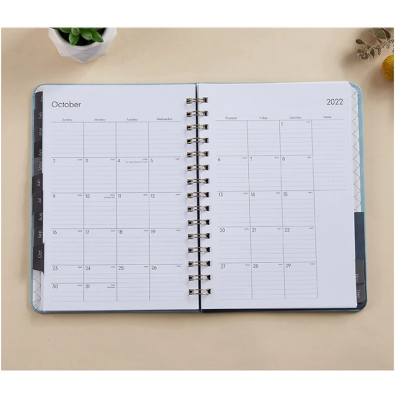Weekly Plan Book Full English Schedule Book PU Leather Notebook 2022 Elastic Band Notepad
