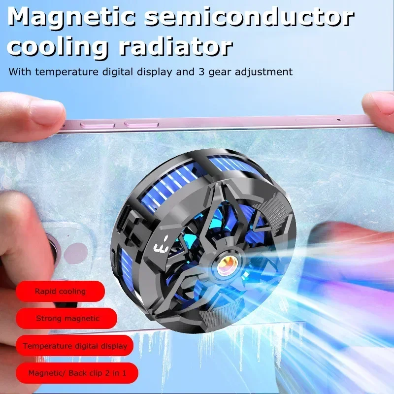 X88 Mobile Phone Semiconductor Radiator Magnetic/Back-clip 2 in 1 Cool Heat Sink 3 Gear Adjustment Game Cooler for IOS Android