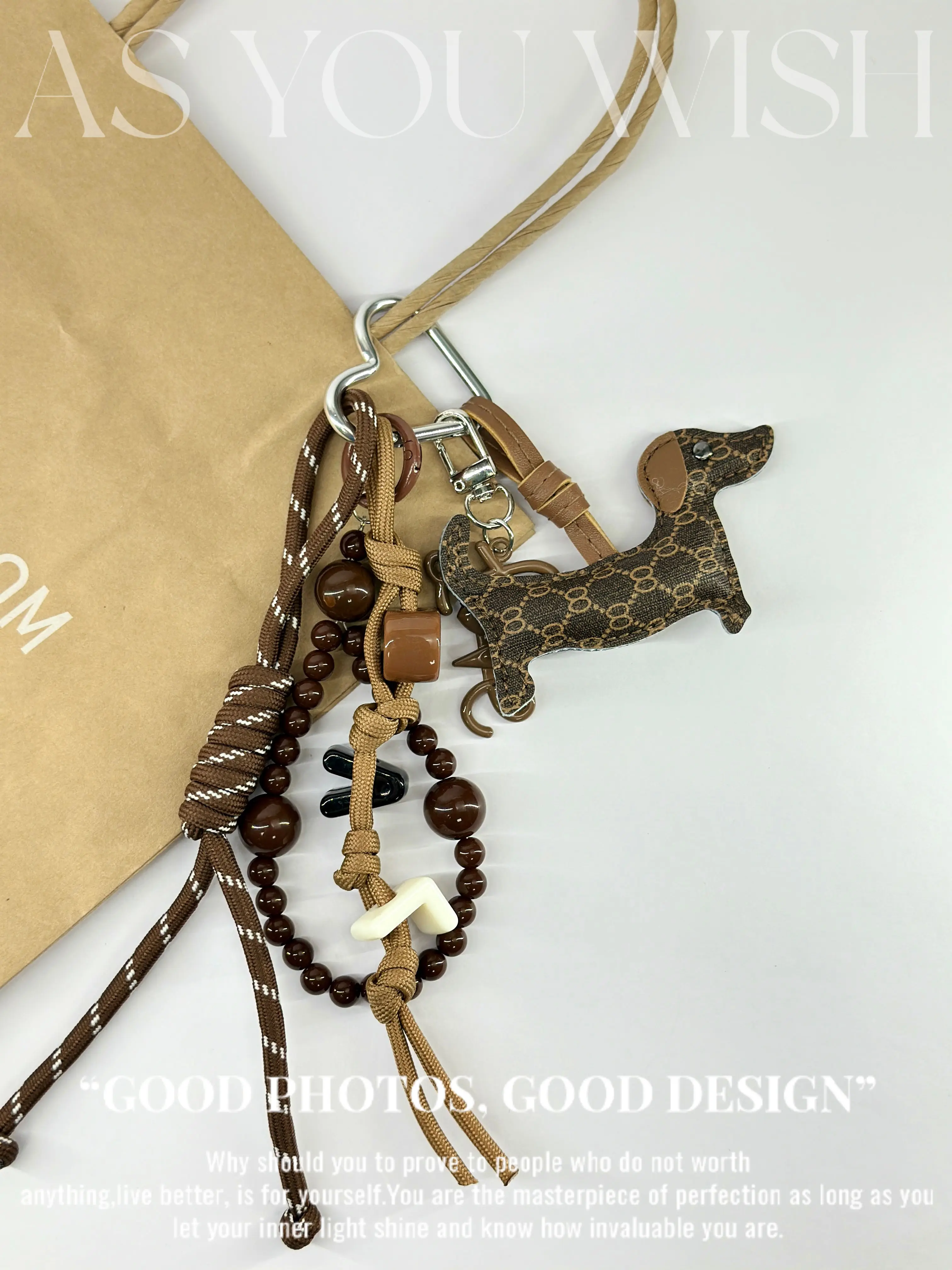 

Braided Rope Bag Pendant For Women Bags Nylon Woven High-Grade Keychain Pendant Retro Dachshund Pendant Bag Accessories