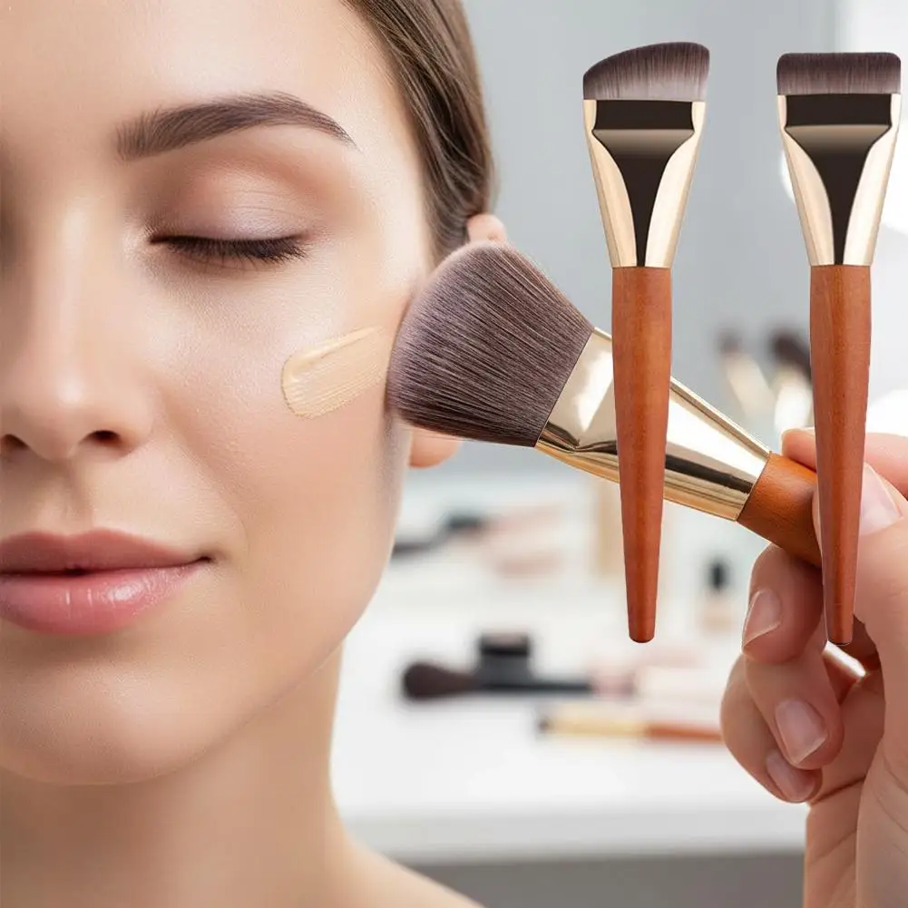 Pincel de base ultrafino, leve, fino, pincel de contorno facial, pincel de contorno plano, mistura de base, creme, pincéis de maquiagem