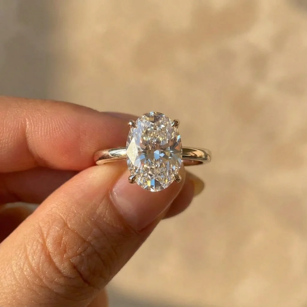 925 Sterling Silve Zircon Gorgeous Shiny Oval Stone Rings For Women Engagement Wedding Luxury High Quality Fine Jewelry Gift