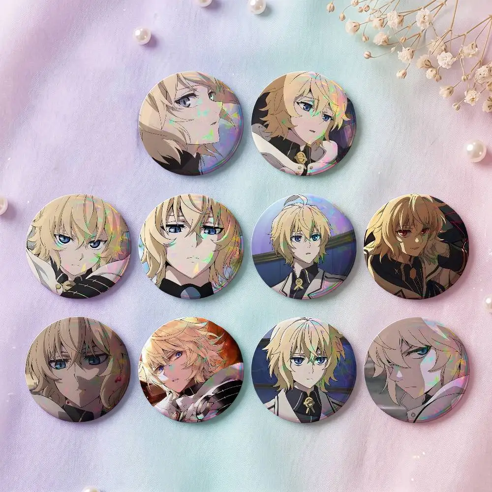 1pc Mikaela Hyakuya Anime Seraph Of The End Cartoon Style Badge Brooches On Backpack Decoration Round Enamel Pins For Accessorys