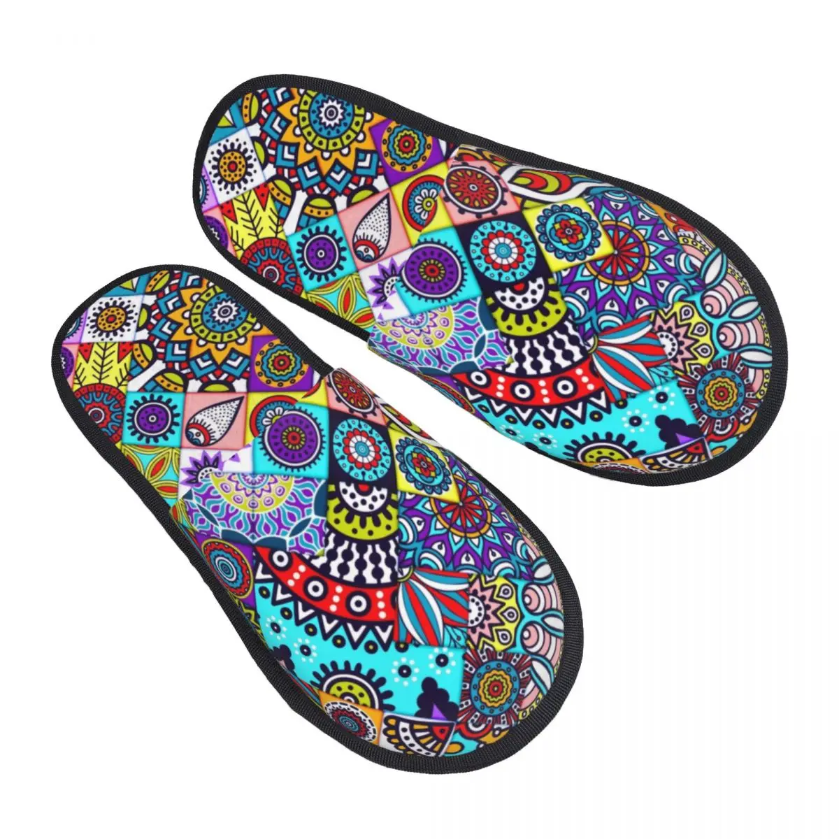 Custom African Ethnic Geometric Floral Design House Slippers Women Comfy Memory Foam Ankara Slip On Bedroom Slipper Shoes