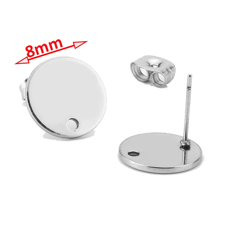 10 Stuks Roestvrij Staal Goud Zilver Ronde Schijf Oorbel Post W Loop Gehamerde Plaat Oorbellen Basis Voor Hypo-Allergene Oorbel Maken