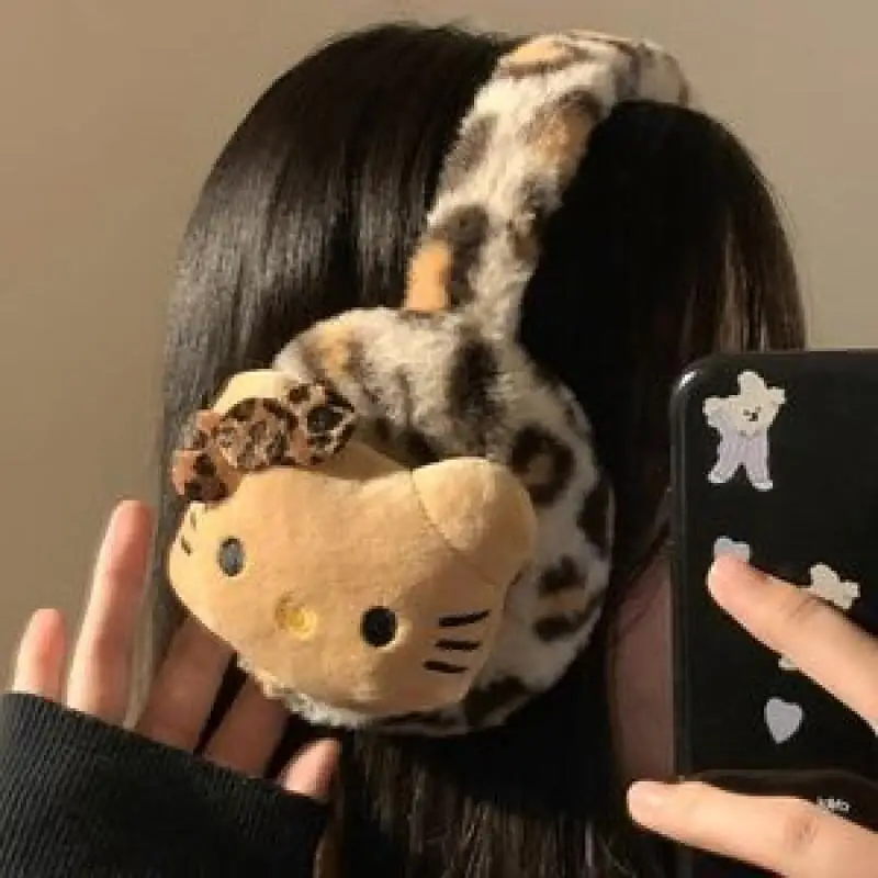 Милые мягкие плюшевые теплые наушники Sanrio Hello Kitty, розовые наушники Kt Cat, зимние уличные защитные наушники от холода, чехлы для ушей, подарки