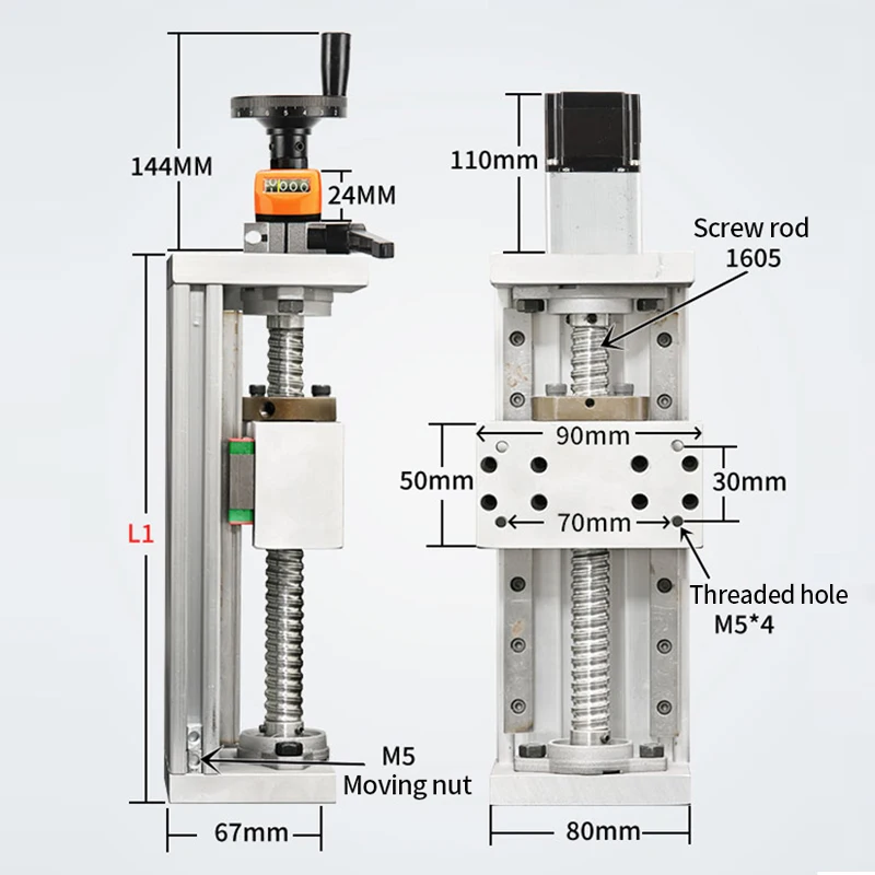 Imagem -04 - Cnc Guia Linear 1605 Bola Parafuso Deslizante Tabela Eficaz Curso Guia Trilho Eixo Xyz Impressora 3d Xyz 100600 mm