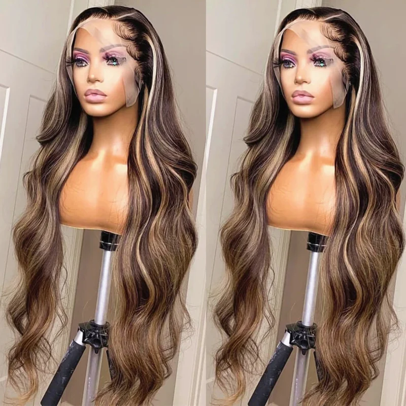 13x4 Hd Lace Wig 13x6 Human Hair Highlight Wig Body Wave Lace Front Wig For Women 30 32 Inch Brazilian Ombre Blonde Glueless Wig