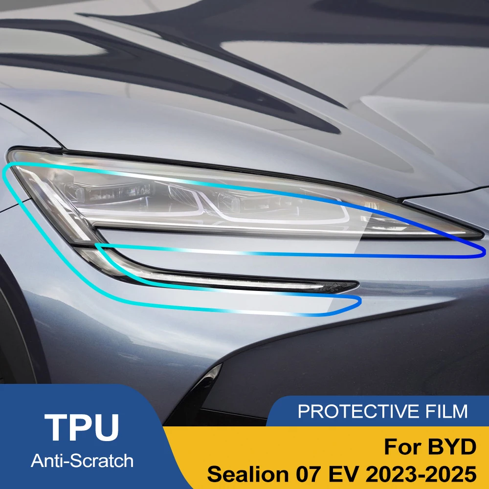 

TPU PPF Car Headlight Protective Film for BYD Sealion 07 EV 2023-2025 Pre Cut Anti-Scratch Smoke Black Vinyl Wrapping Film