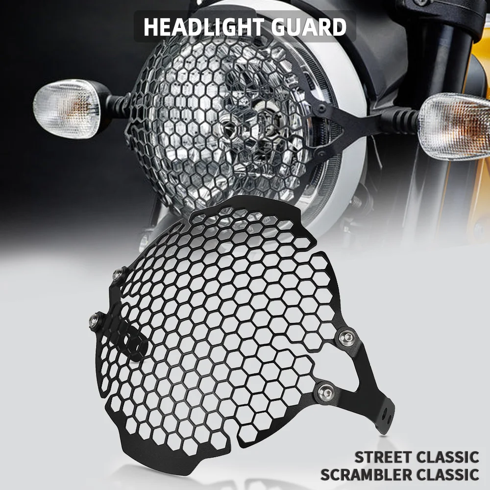 

For Ducati Scrambler Nightshift Icon Dark Street Classic Mach 2.0 Cafe Racer Flat Tracker Pro Headlight Grille Lamp Grid Guard