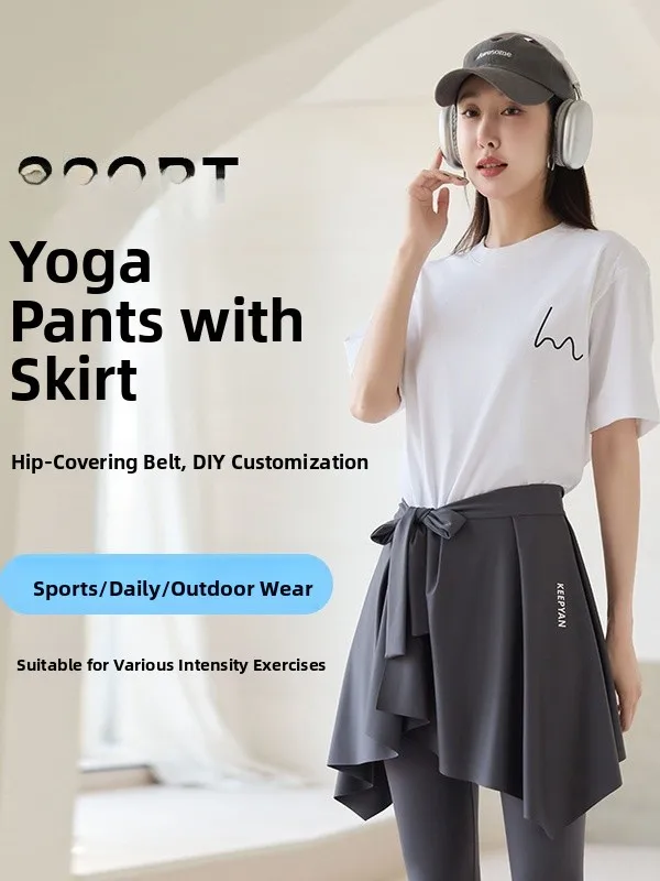 Spor Yoga Skirt for Women Boting e Design Running Fitn Small Skirt Anti-Static Nylon Fabric Irregular Hem