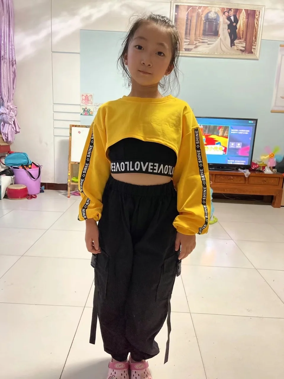 New Girls' Street Dance Fashion Chart Performance Costumes, Children's Jazz Dance Costumes, Hip-hop Crop Tops, Hip-hop Clothes