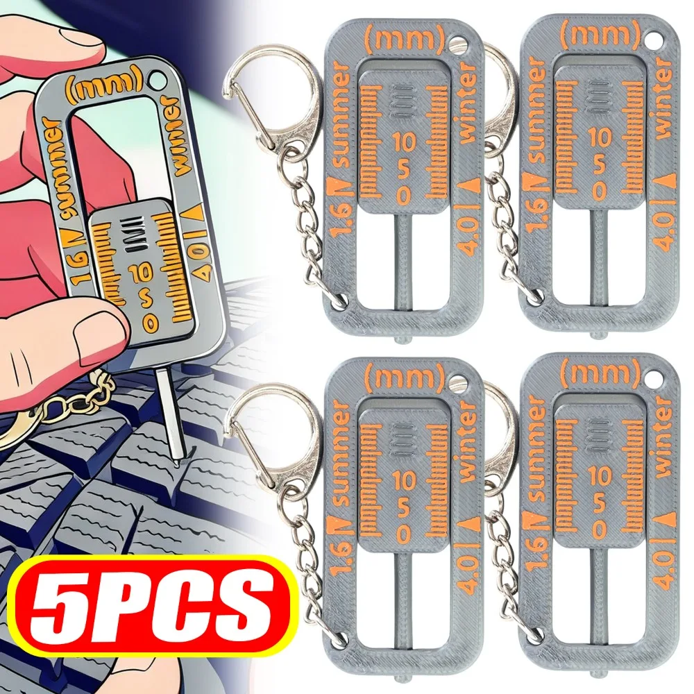 

Брелок для измерения глубины протектора шин, портативный мини-автомобиль, мотоцикл, инструмент для проверки шин, прецизионный измерительный инструмент, линейка для обслуживания автобезопасности