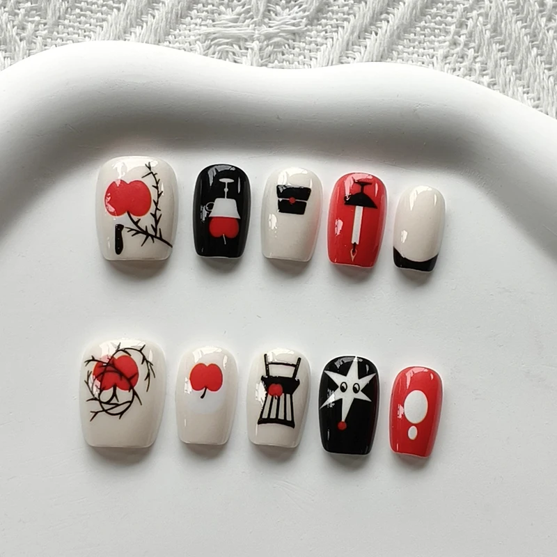 10Pcs European and American Style Red Apple Cartoon Pattern 