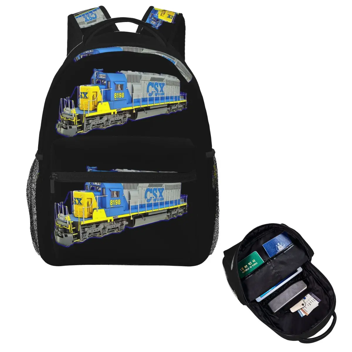 Freight Train CSX Engine Backpack Hot Sale Daypack Large Capacity Boys Girls BookBag School Bag Shoulder Bags for Men Women