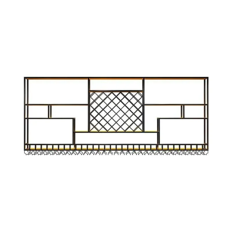 Wall Type with Light Wine Cabinet Creative Rack Bar Bar Counter Wrought Iron Wall Hanging Wine Rack Red Wine Glass Rack