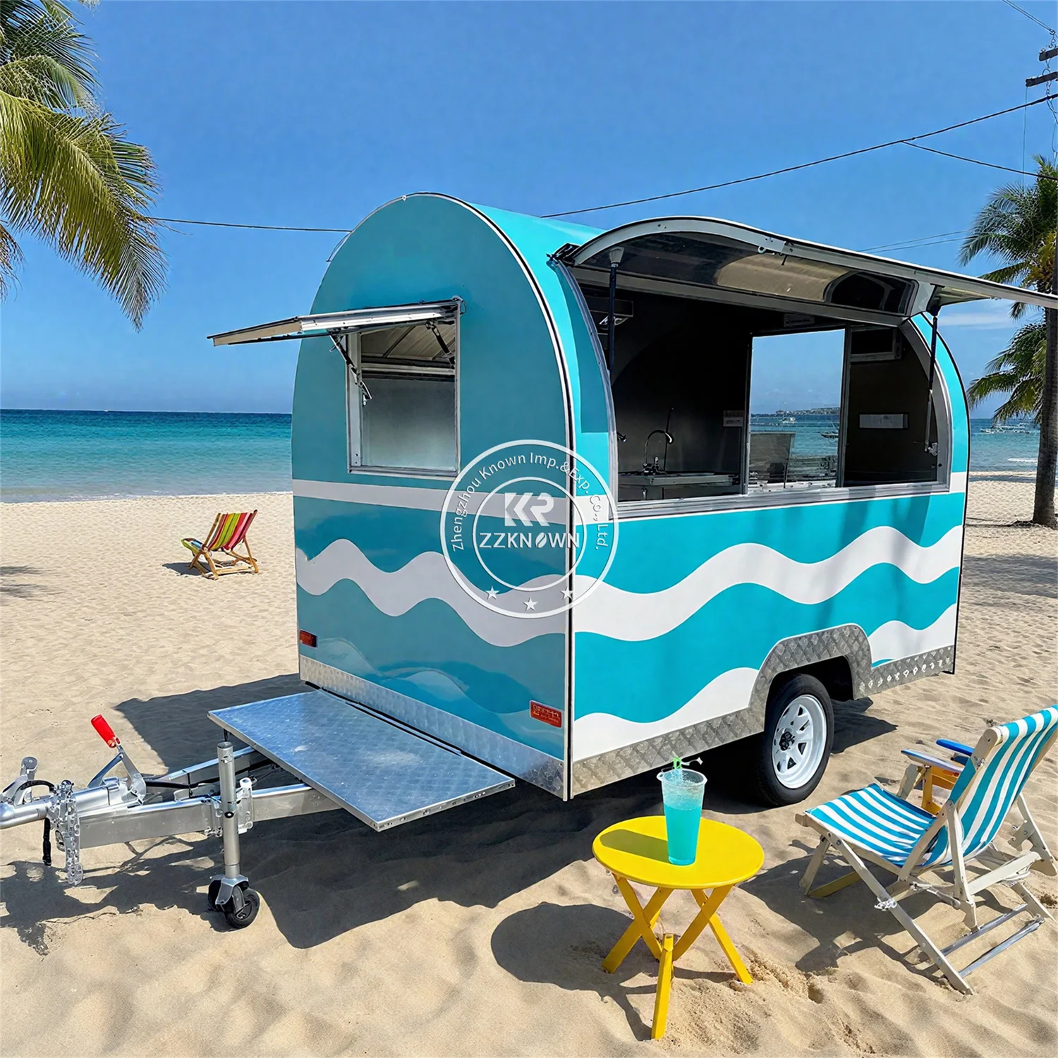 Barbacoa al aire libre móvil Hot Dog Pizza camión de comida rápida Catering de lujo remolque de Catering remolcable remolque de comida con cocina completa