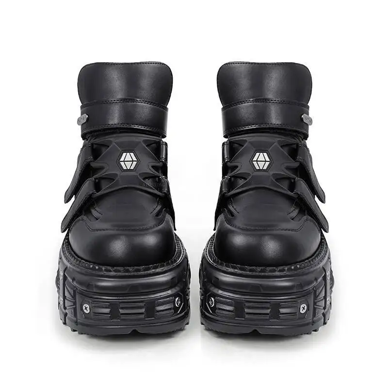 جديد فاسق نمط النساء أحذية الدانتيل متابعة كعب الارتفاع 6 سنتيمتر أحذية منصة امرأة ديكور معدني امرأة أحذية رياضية القوطية الكاحل روك الأحذية