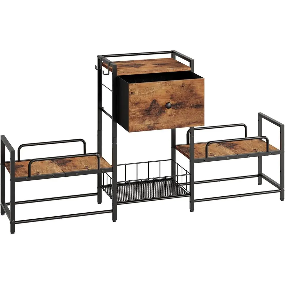 

Rustic Brown Elevated Dog Feeding Station with Storage Adjustable Heights for Large Medium And Small Dogs