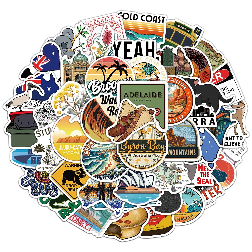 50PCS Australian Stickers Exquisite Scenery Koala Hand Account Material Phone Case Laptop Luggage Water Cup Waterproof Stickers