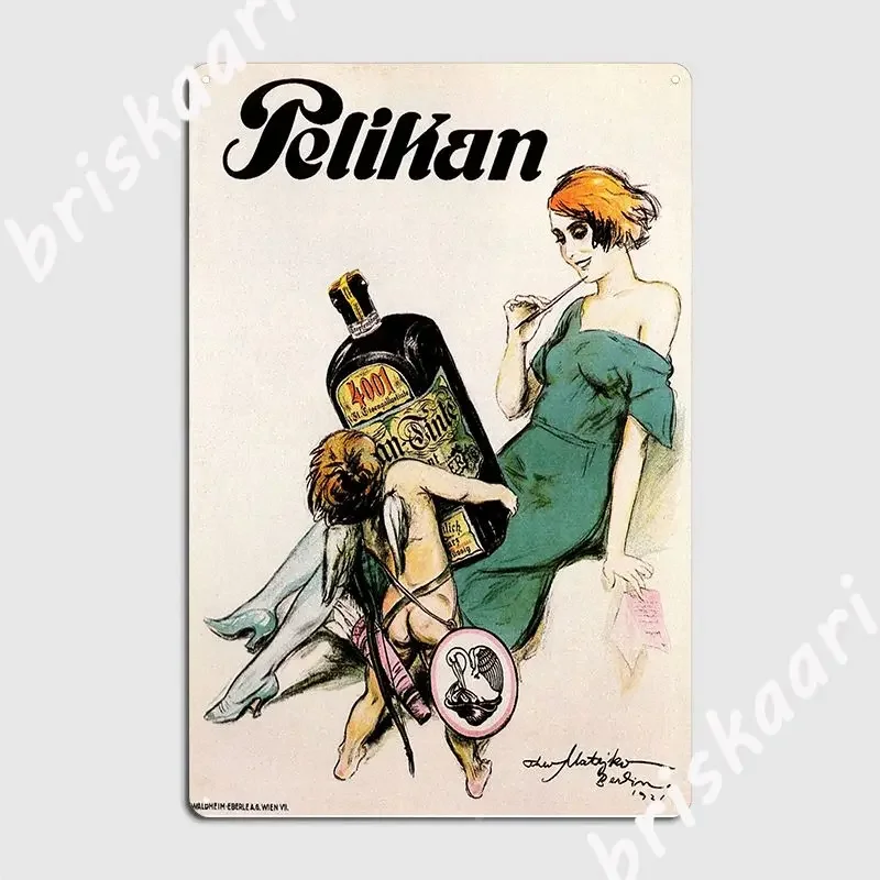 Germany Pelikan Ink Art Deco Style Wall Art Vintage Advertisement 1921 Metal Sign Vintage Kitchen Tin Sign Posters