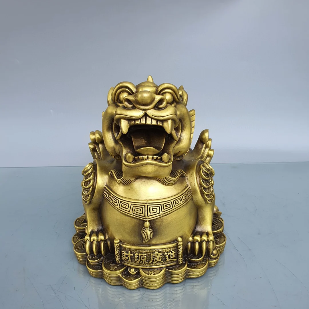 Lucky Totem Metal Animal Bronze Statue Abundant financial resources, Pixiu 23 * 23 * 23 * cm, 3.7 kg