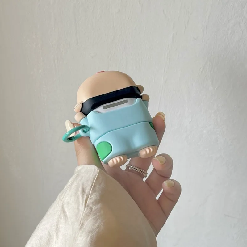 حافظة سيليكون لسماعات أبل ، قلم تلوين شين تشان ، غطاء واقي أنيمي ثلاثي الأبعاد ، قلادة لطيفة ، غطاء لسماعات Airpods Pro 2 ، 3 جيل