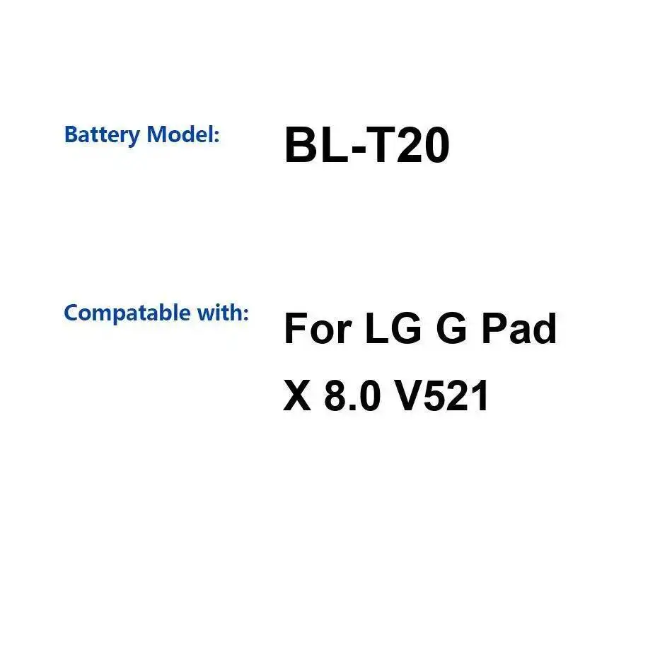

Lightweight For LG G Pad X 8.0 V521 BL-T20 4650Mah Tablet Battery