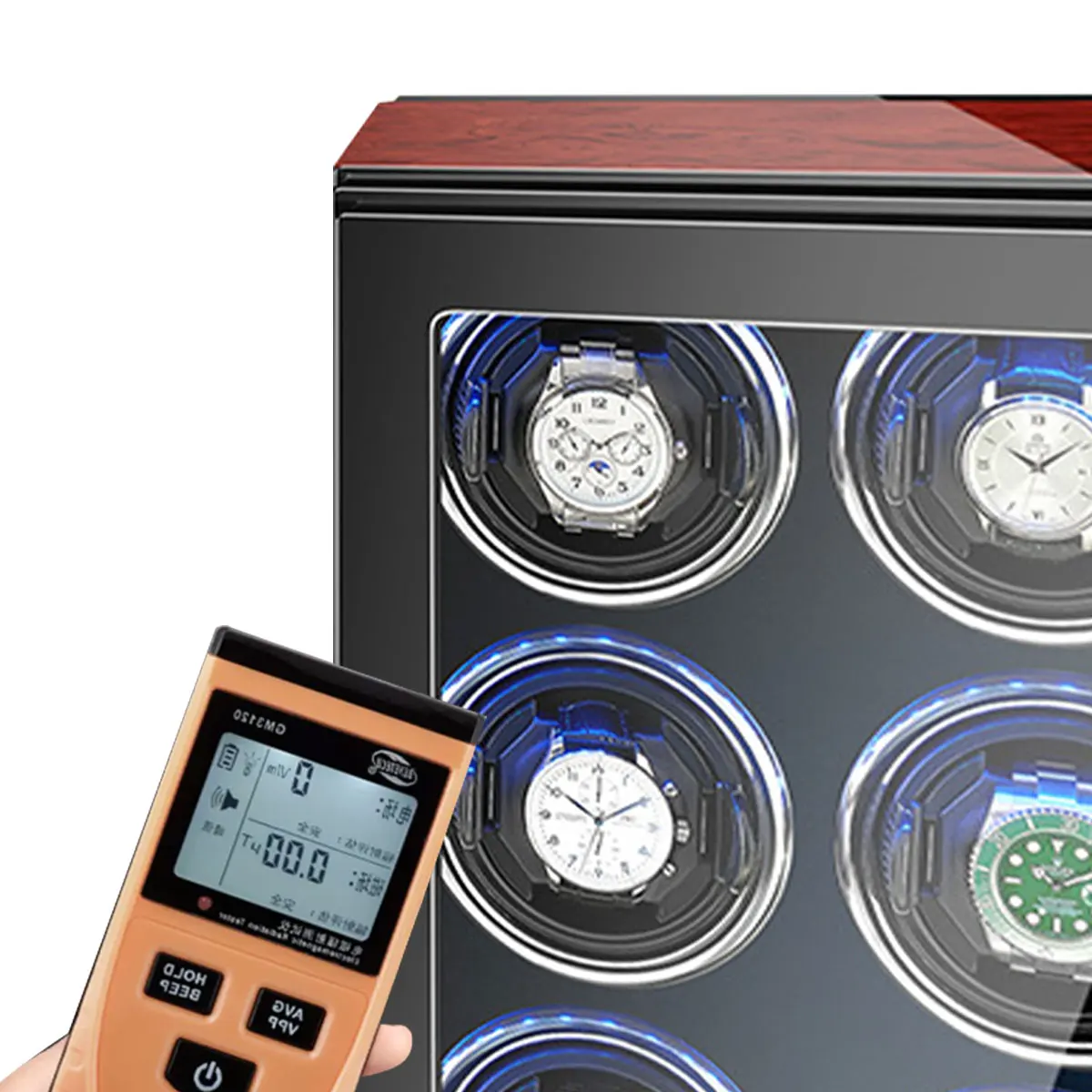 Custom Logo 12 Slots LED luxry Automatic Watch Winder