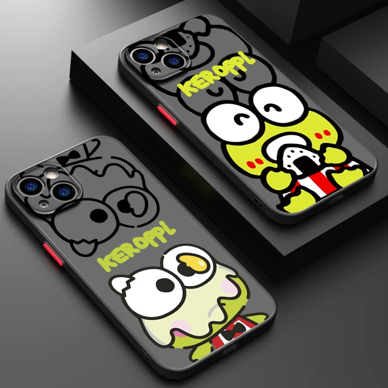 Keroppi Sanrio Cartoon Cute Frosted Translucent For Apple iPhone 16 15 14 13 12 11 XS XR X Pro Max Plus Mini TPU Phone Case