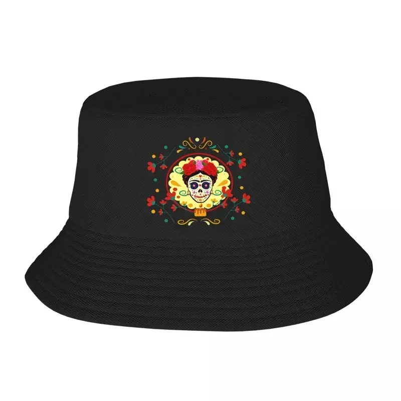 Custom Day Of The Dead Sugar Skull Bucket Hat Women Men Mexican La Calavera Catrina Outdoor Sun Summer Fishing Cap