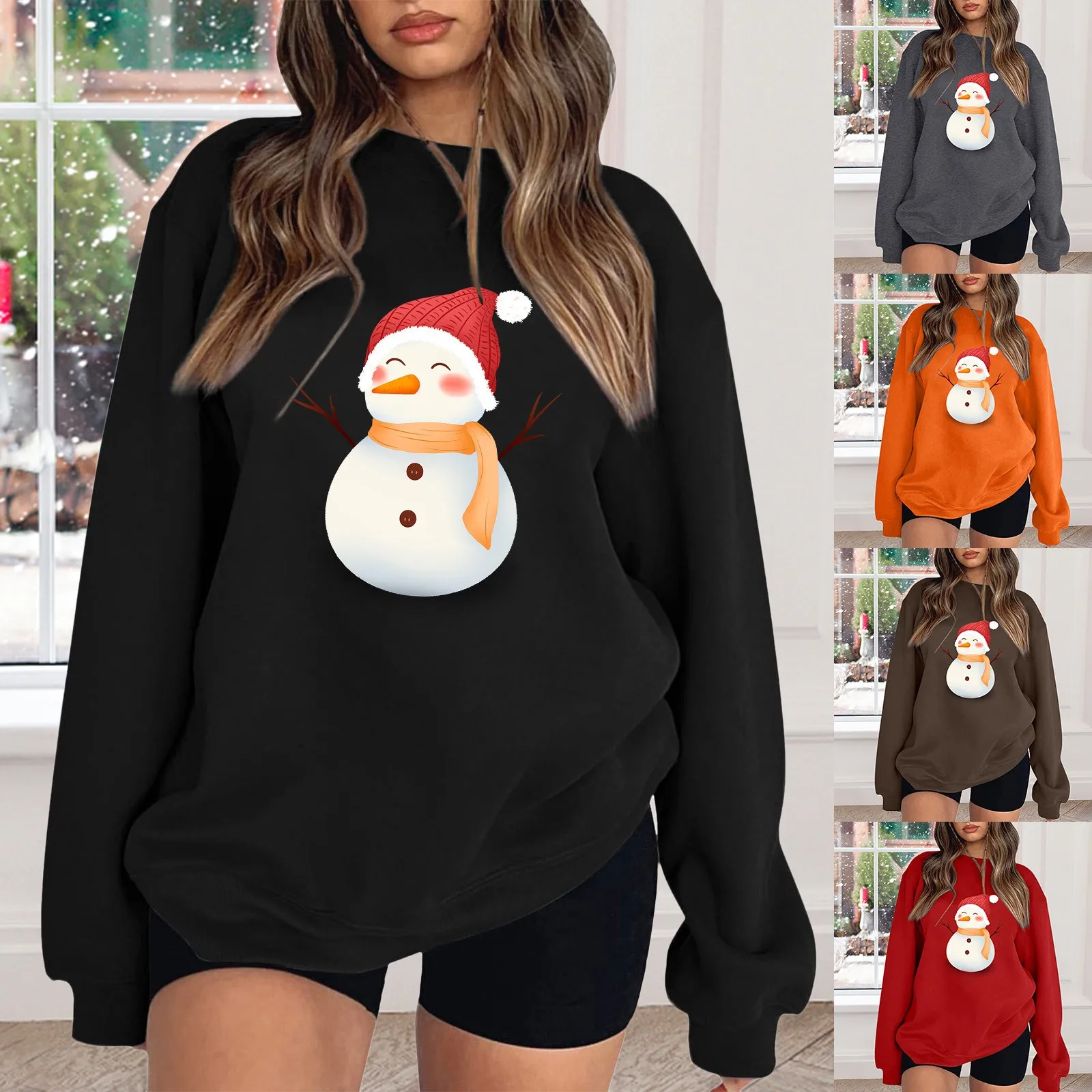 

Pale Hoodie Ladies' Loose Fitting Christmas Printed Sweatshirt Hoodie With Shoulder Length Sleeves Ladies Sweat