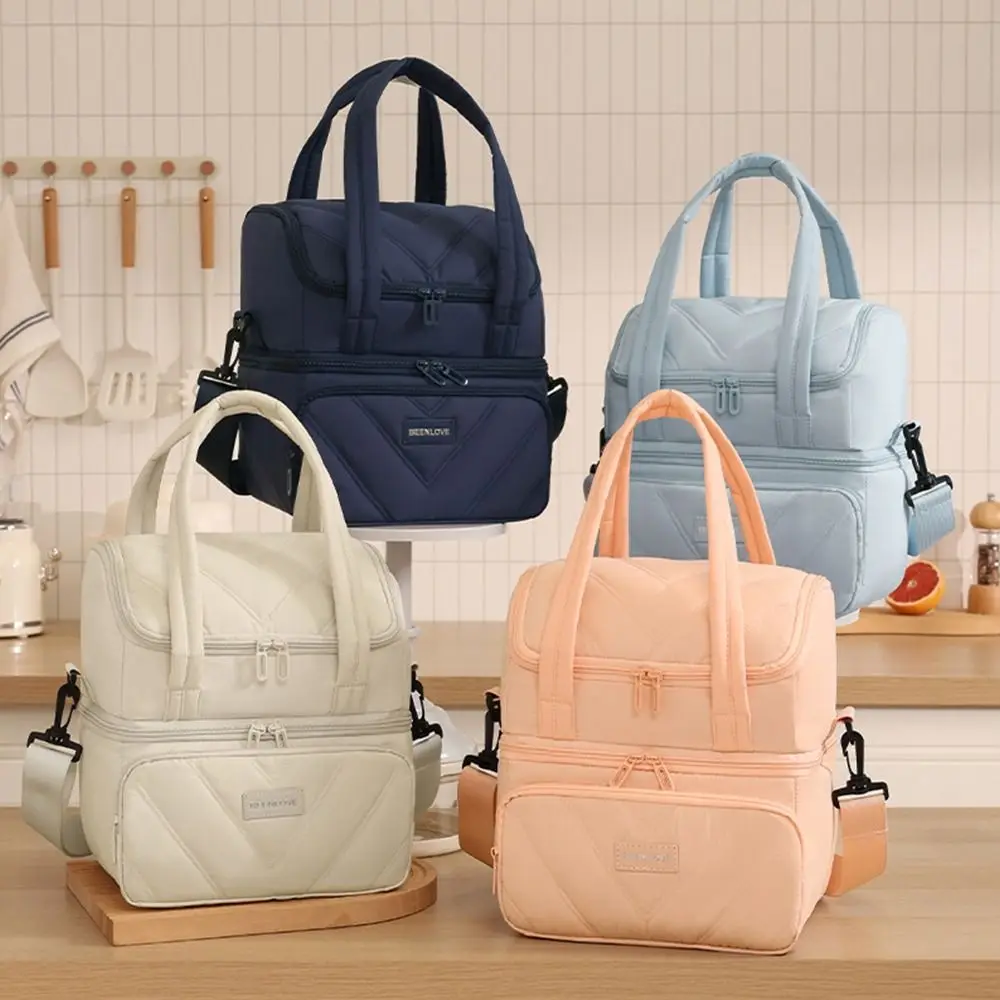 New Reusable Lunch Bag Insulated Large Capacity Lunch Box Bag Double Layered Lunch Pack Office Workers