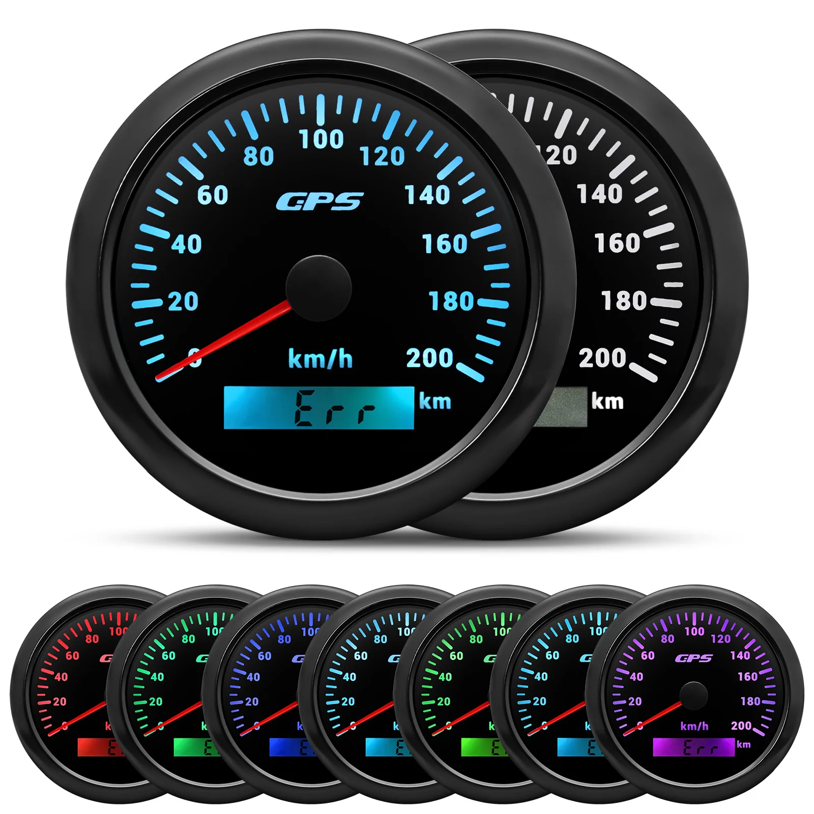 30 ~ 200KMH 7 Kleuren Backlight 85MM GPS Snelheidsmeter Met GPS Antenne Voor Motorfiets Marine Boot 60kmh 120kmh Auto Snelheidsmeter Gauge - afbeelding 2