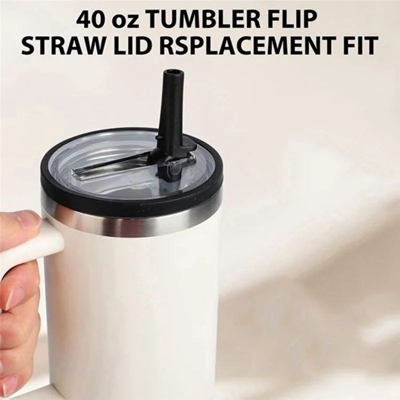 

KB-4PCS Сменная откидная соломенная крышка, замена крышки для Stanley Quencher 40Oz, многоразовая крышка стакана