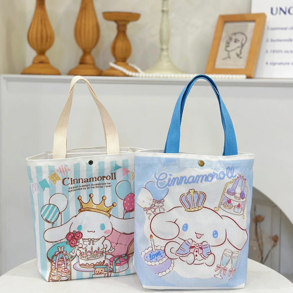 Kawaii Sanrio Cinnamoroll Canvas Bag Hello Kitty Cartoon Shoulder Bags Kuromi Casual Shopping Pochacco Handbag Melody Girl Gifts