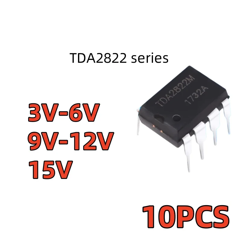 10 piezas serie TDA2822, TDA2822-3V, TDA2822-6V, TDA2822-9V, TDA2822-12V, SOP8, Parche de 8 pines