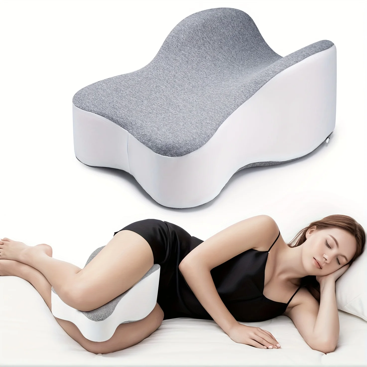 Ergonomic Memory Foam Knee Pillows Orthopedic Side Sleeper Knee Leg Support Pillow Pain Relief Pillow for Pregnancy & Joint Pain